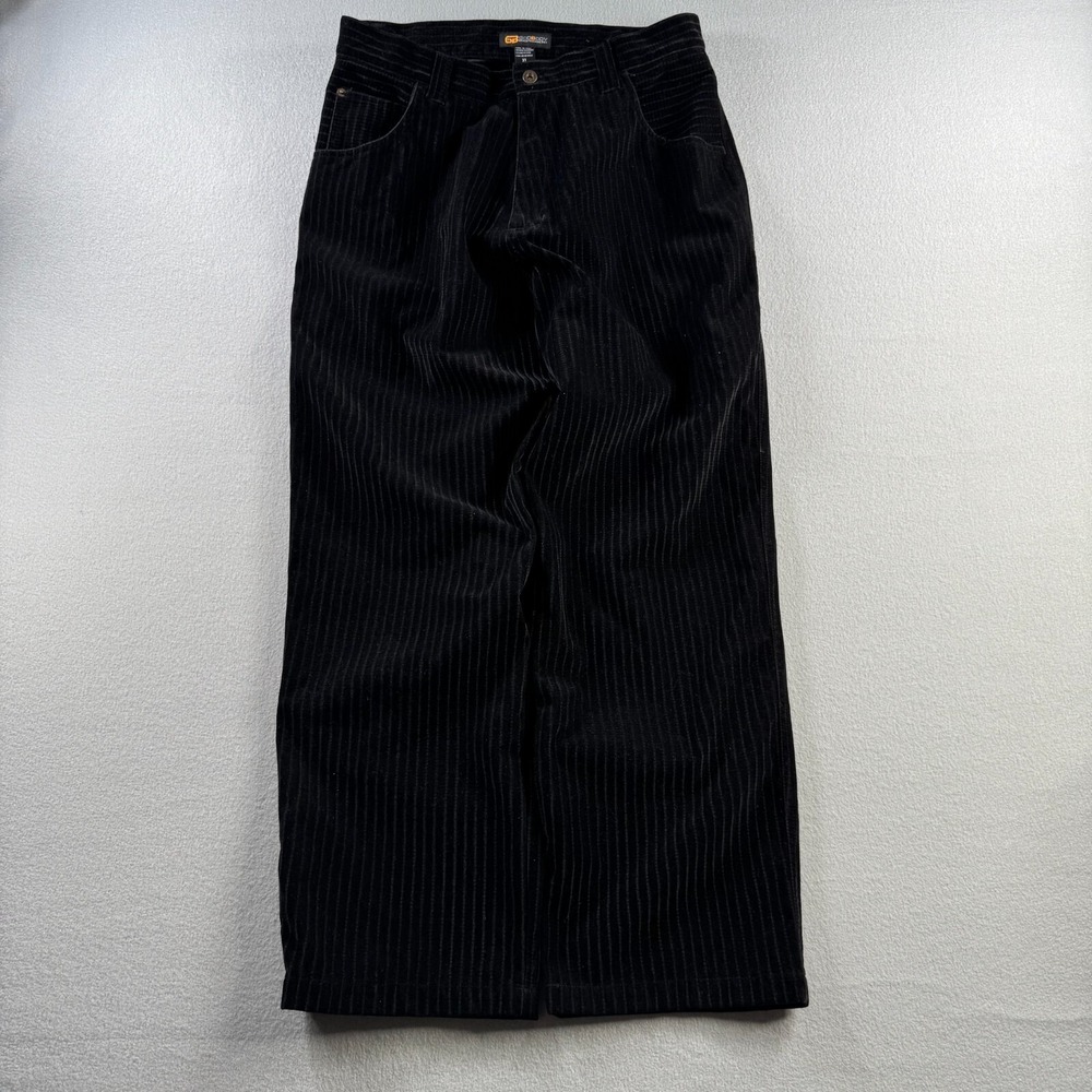 Godbody Pants Mens XL Black Baggy 35x31 Wide Whale Corduroy Lightweight Rave Y2K